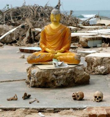 Tượng Phật đứng vững giữa đống đổ nát sau sóng thần - Tin180.com (Ảnh 2)