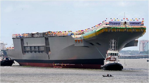 Tàu sân bay INS Vikrant trong buổi lễ hạ thủy hôm 12/8 Tàu sân bay INS Vikrant trong buổi lễ hạ thủy hôm 12/8