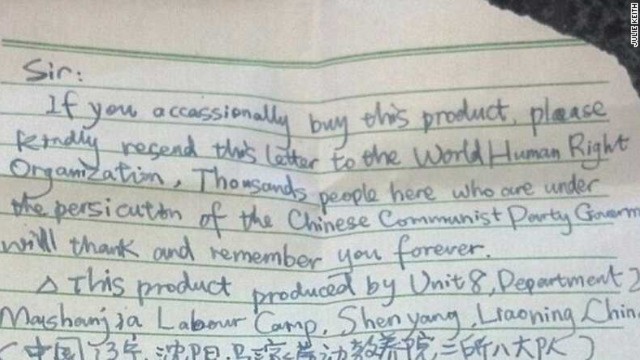 An excerpt of the letter sent by labor camp inmate 