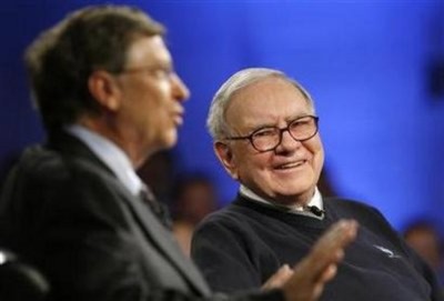 Warren Buffett and Bill Gates appear together for town hall style meeting with students at Columbia University in New York