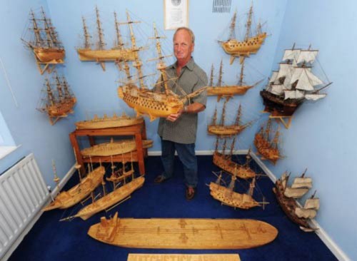 10 năm làm thuyền bằng… que diêm, Phi thường - kỳ quặc, chuyen la, chuyen la the gioi, mô hình thuyền, que diêm, David Reynolds, Daily Mail