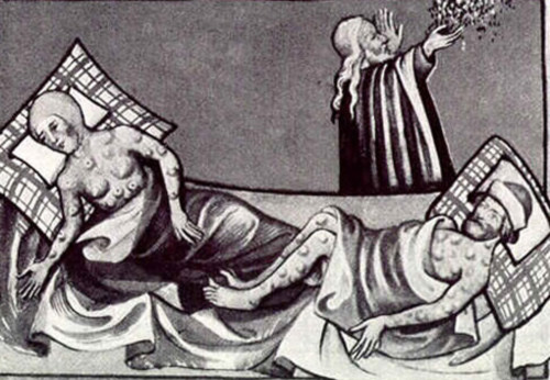 Tranh minh họa nạn nhân của “cái chết đen tại châu Âu thời trung cổ”. Ảnh: blogspot.com.