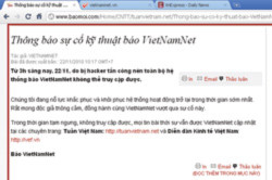 Website báo điện tử VietNamNet bị tấn công phá hoại
