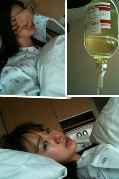 Yoon Eun Hye trong bệnh viện hôm 25/12. Ảnh: YEH Twitter.