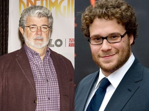 Đạo diễn George Lucas và nam diễn viên Seth Rogen.