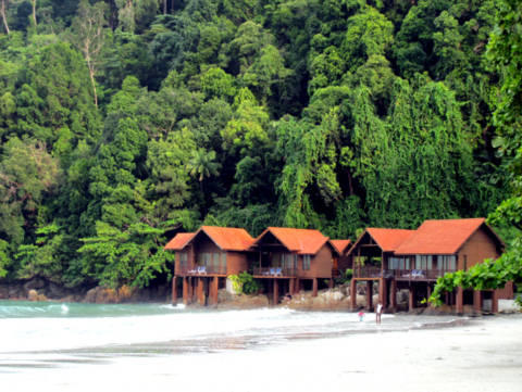 Những ngôi nhà nằm bên bãi biển thanh bình.