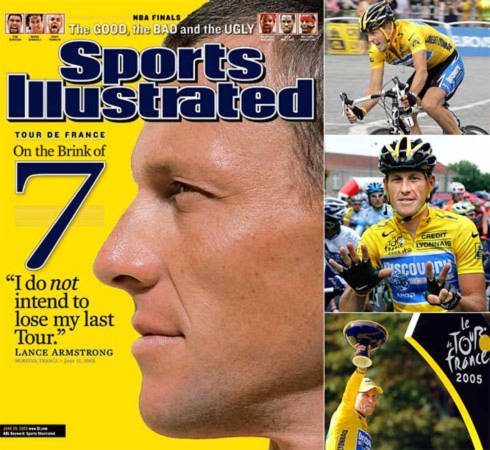 Armstrong từng được Sports Illustrated tôn vinh làm huyền thoại, nhưng mới đây, lại bị chính tạp chí này cáo buộc sử dụng doping có hệ thống. Ảnh: SI.