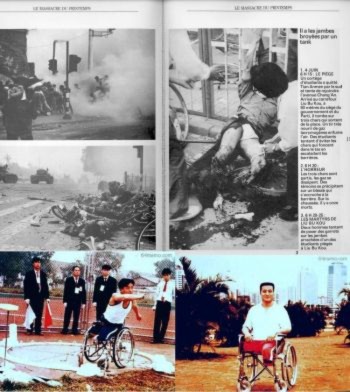 Tiananmen4 6h20 sáng ngày 04 tháng Sáu: Khi Fang Zheng và những người bạn cùng lớp đang chạy ra khỏi quảng trường Thiên An Môn, anh quay trở lại để cứu một cô bạn. Cuối cùng anh bị xe tăng chèn mất hai chân. Sau ngày 04 tháng Sáu, anh hồi phục và đoạt hai huy chương vàng tại cuộc thi điền kinh người khuyết tật toàn quốc. Cơ hội thi đấu của anh trong các cuộc thi quốc tế đã bị chính quyền hủy bỏ chỉ vì sự liên can của anh trong cuộc biểu tình ngày 04 tháng Sáu (Đại Kỷ Nguyên).