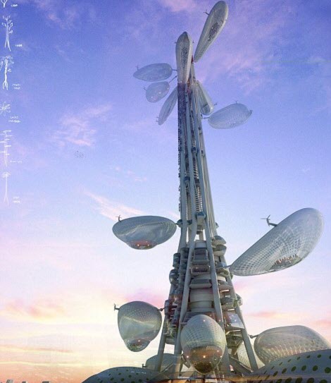 Tòa nhà chọc trời Floating Observatoryies ở Đài Loan được thiết cao hơn 300m và có kiểu dáng giống như một cái cây với 8 đài quan sát nổi giống như những chiếc lá cây. Điện năng cung cấp cho tòa nhà sẽ được cung cấp bởi các turbin gió và hệ thống điện năng lượng Mặt trời. Trong khi đó, và hệ thống sưởi và nước nóng được cung cấp từ một nhà máy địa nhiệt. Dự kiến, tòa nhà này có thể sẽ trở thành hiện thực vào năm 2012.