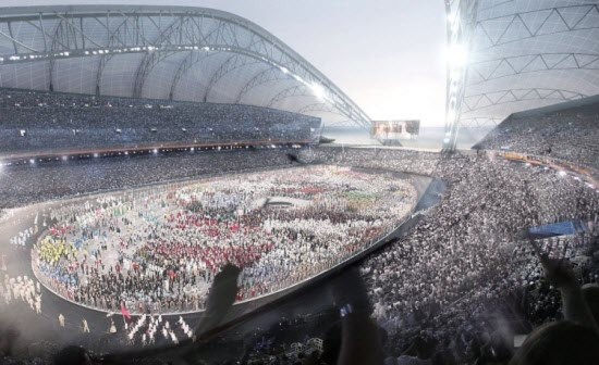 Sân vận động Sochi được thiết kế dành cho Thế vận hội mùa Đông 2014 tại Nga. Công trình này được thiết kế có mái che mưa che nắng tự động đóng mở. Ttường và trần có lớp tinh thể pha lê trong suốt phản chiếu ánh sáng mặt trời và tỏa sáng vào ban đêm.