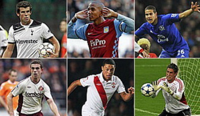 Từ trái qua và từ trên xuống: Bale, Young, Rodwell, Henderson, Oxdale-Chamberlain và Stekelenburg