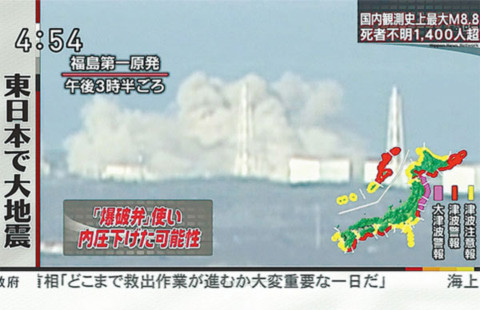 Nổ tại lò phản ứng ở nhà máy điện hạt nhân Nhật. Ảnh: Mainchi.