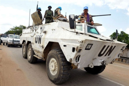 Lực lượng gìn giữ hoà bình Liên Hợp Quốc tại Bờ Biển Ngà. Ảnh: AFP