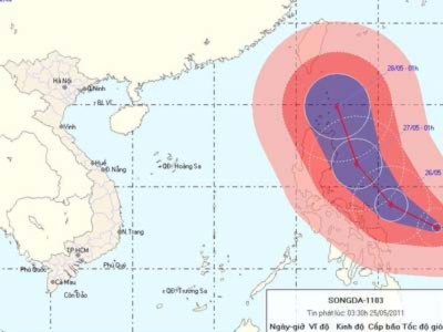 Cảnh báo bão Songda với gió cấp 15-16 trên Biển Đông