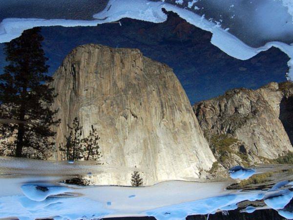 Hình ảnh phản chiếu lung linh của ngon núi El Capitan xuống dòng sông Merced trong khu bảo tồn quốc gia Yosemite, Mỹ. - Ảnh: Jean Slavin.