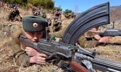 North Korean soldiers attend military drills.