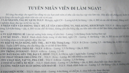 Các thông báo tuyển dụng với lời giới thiệu hấp dẫn