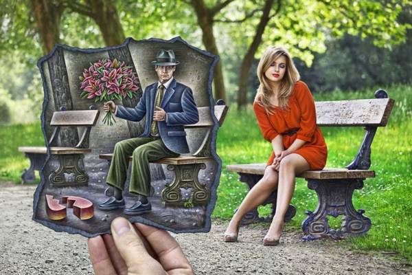Đánh lừa thị giác với tranh vẽ kết hợp ảnh chụp Đánh lừa thị giác với tranh vẽ kết hợp ảnh chụp