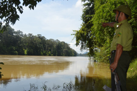 Đoạn sông Sêrêpốk chảy qua vùng lõi VQG Yok Đôn, nơi dự kiến xây dựng đập Thủy điện Đrăng Phốk. 
