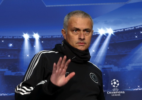 Chelsea manager Mourinho arrives before a news conference in Basel