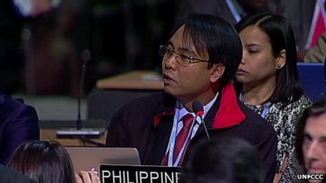 <br /><br /><br /><br />
Trưởng đoàn đàm phán Philiipines COP 19 Yeb Sano