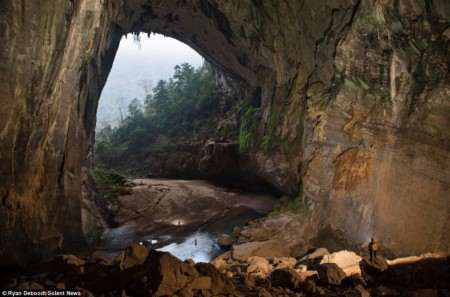 Trần hang ở nhiều chỗ cao hơn 120m, trong hang có những khối măng đá cao tới 40m.