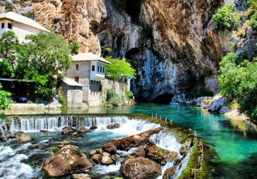 Thị trấn Blagaj bức tranh phong cảnh châu Âu - 1