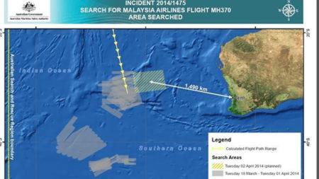 Bản đồ khu vực tập trung tìm kiếm MH370 hôm nay. Bản đồ khu vực tập trung tìm kiếm MH370 hôm nay.