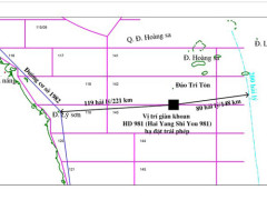 Bản đồ minh họa vị trí giàn khoan HD981 của Trung Quốc hạ đặt trái phép trong 
vùng đặc quyền kinh tế, thềm lục địa Việt Nam - Nguồn: Tập đoàn Dầu khí Việt Nam