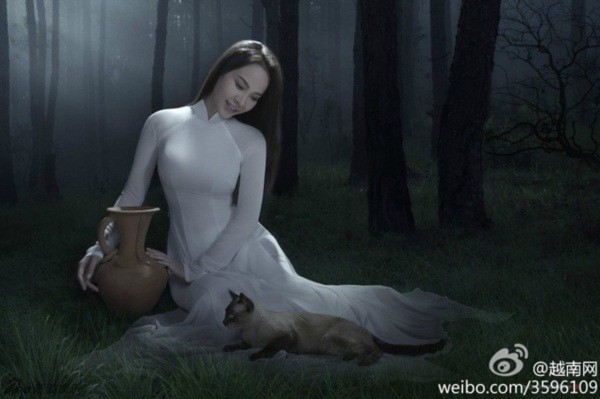 Báo Trung Quốc trầm trồ vẻ đẹp của người mẫu Việt mặc áo dài 4