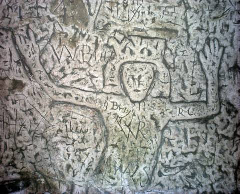 Detail of Royston Cave, Royston, Hertfordshire. (Cruccone/Wikimedia Commons)