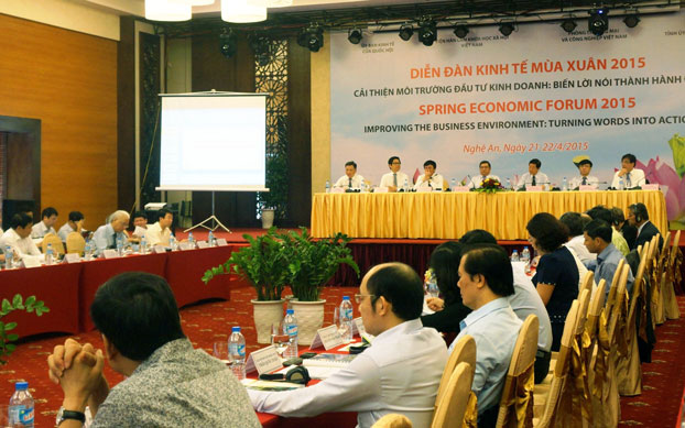 Diễn đàn Kinh tế mùa xuân 2015 diễn ra hai ngày 21 và 22 tháng 4 tại thành phố Vinh tỉnh Nghệ An. Courtesy chinhphu.vn