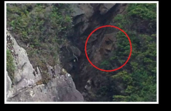 Khuôn mặt kỳ bí trên vách đá được phát hiện tại Công viên Bảo tồn Quốc gia Vành đai Thái Bình Dương trên quần đảo Broken tại British Columbia, Canada. (Parks Canada/Tanya Dowdall)