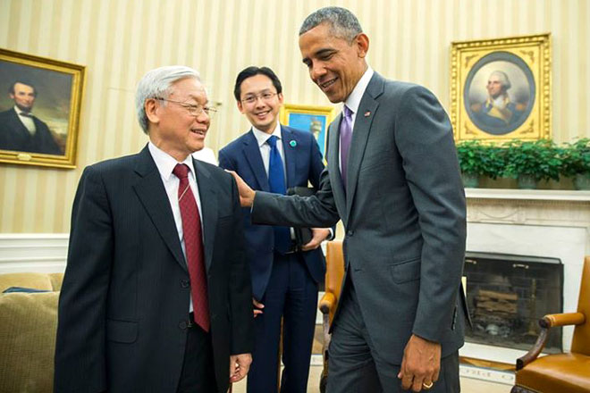 Tổng Bí thư Nguyễn Phú Trọng và Tổng thống Barack Obama. Ảnh: VOA