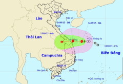 Bản đồ dự báo vị trí và đường đi của bão số 3