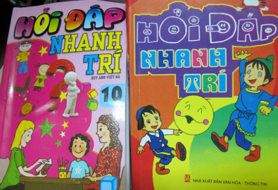 Sách hỏi đáp nhanh trí được cho là để trắc nghiệm IQ, nhưng thực ra toàn những câu nhảm nhí, đầu độc trẻ em. Ảnh tuoitre