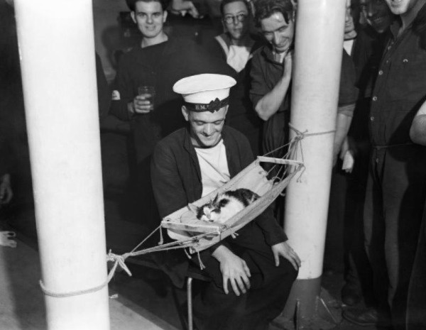 Hình ảnh Oscar nằm võng trên tàu Bismarck năm 1941