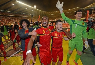 Marouane Fellaini - Christian Benteke - Kevin Mirallas  - Thibaut Courtois  of belgique
SOCCER : Belgium vs Serbia - FIFA 2014 World Cup Qualifier - 06/07/2013
(Panoramic)
Picture Supplied by Action Images
PLEASE NOTE: FOR EDITORIAL SALES ONLY. CONTRACT CLIENTS: ADDITIONAL FEES MAY APPLY - PLEASE CONTACT YOUR ACCOUNT MANAGER