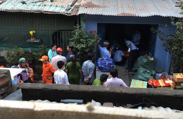 Cảnh cưỡng chế khu chung cư ở Quận Bình Thạnh, Sài Gòn hôm 15/12 Ảnh do cư dân cung cấp cho RFA