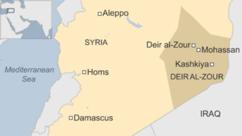 Vị trí thành phố Deir al-Zor, tỉnh Deir al-Zor, Syria. Đồ họa: BBC.