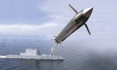 Hình ảnh mô phỏng đạn LRLAP của USS Zumwalt. Ảnh: Mer et marine