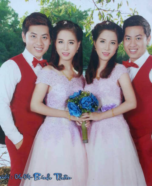 Hai anh em song sinh ở Cà Mau cưới hai chị em song sinh Hai anh em song sinh ở Cà Mau cưới hai chị em song sinh
