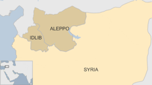 Vị trí tỉnh Idlib, Syria. Đồ họa: BBC