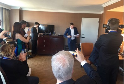 Họp báo công bố bản ghi âm bí mật từ trụ sở CNN tại thành phố Atlanta (Ảnh: Twitter James O’Keefe).