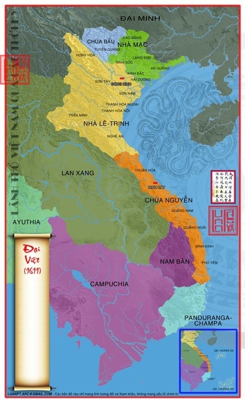 Khi chúa Nguyễn Hoàng mất, lãnh thổ Đại Việt kéo dài thêm đến cực nam Phú Yên. (Ảnh từ lichsunuocvietnam.com)