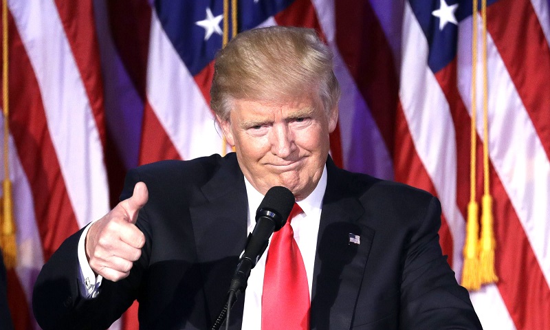 Copyright 2016 The Associated Press. All rights reserved. This material may not be published, broadcast, rewritten or redistributed without permission. Mandatory Credit: Photo by John Locher/AP/REX/Shutterstock (7427012p) President-elect Donald Trump gives his acceptance speech during his election night rally, in New York 2016 Election Trump, New York, USA - 09 Nov 2016