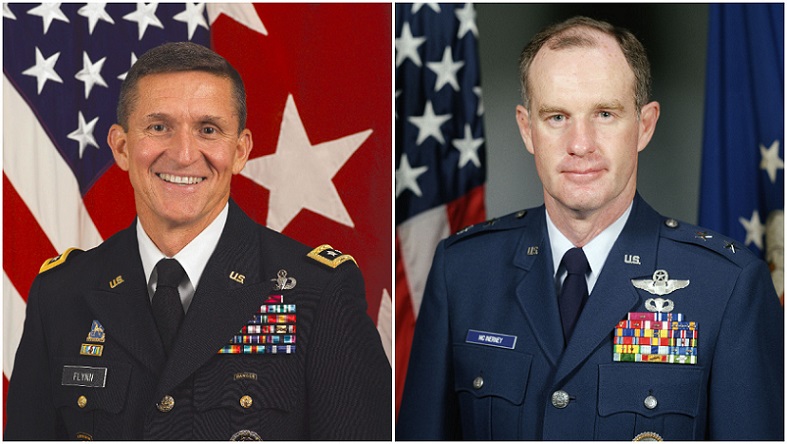 Ảnh kết hợp: Tướng Michael Flynn và tướng Thomas McInerney (phải). (Ảnh qua The American Report)