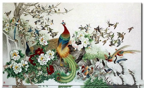 Tranh Bách điểu triều phụng